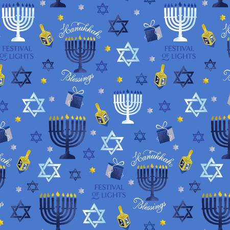 Blue Hanukkah Blessings