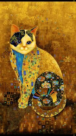 Gold Golden Bejeweled Cat Pane